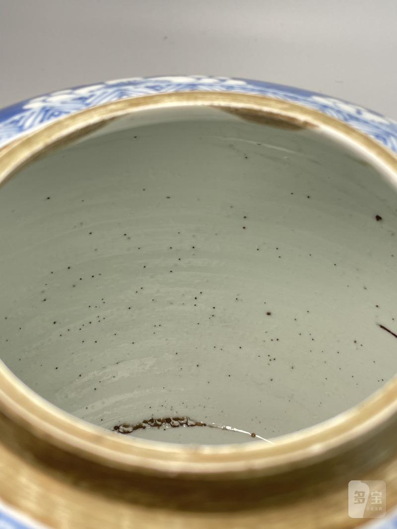 清康熙 青花冰梅罐一组两件 - 图24